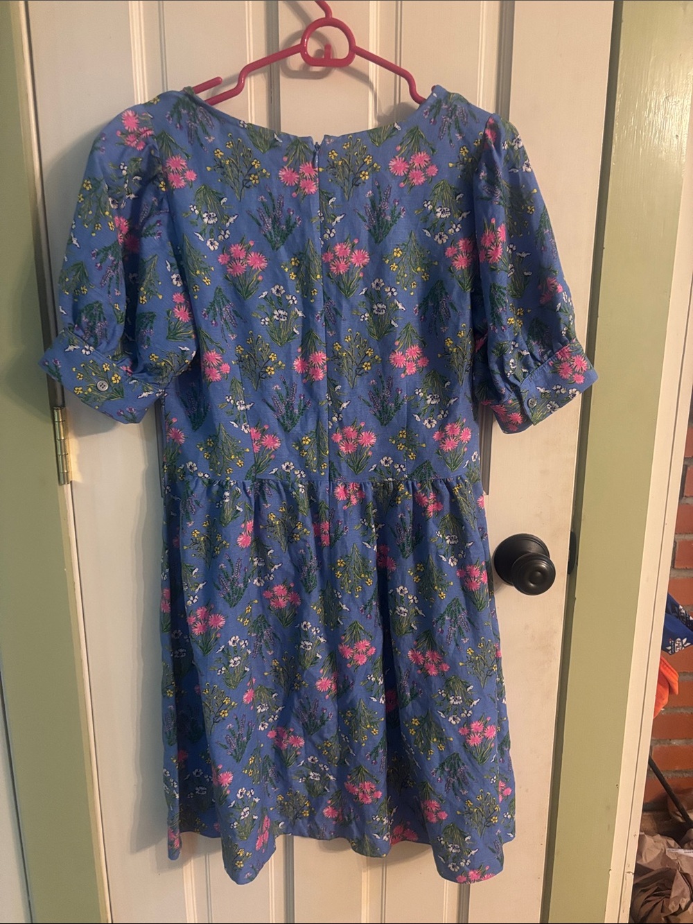 LOFT Blue Floral Short linen blend dress summer - Picture 2 of 3